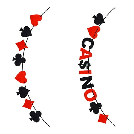 HOMEMAXS  2 PCS Hanging Heart Poker Themed Banner Creative Decoration