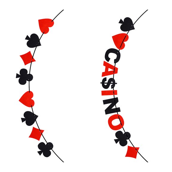 HOMEMAXS  2 PCS Hanging Heart Poker Themed Banner Creative Decoration