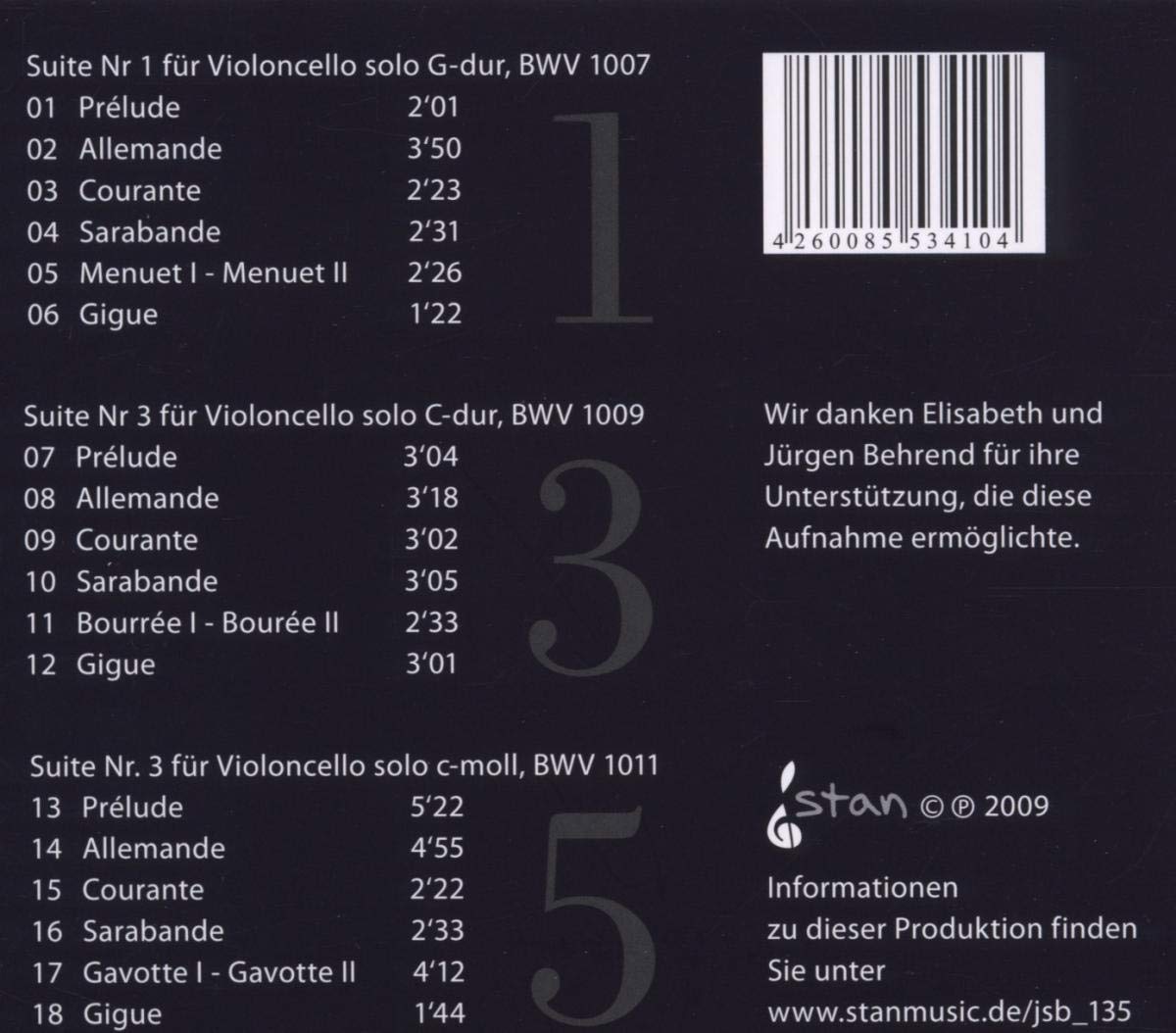 Jsb 135: Cello Suites J S Bach (CD)