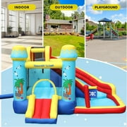 Arlopu Kids Inflatable Bounce House Water Slide with Blower, Children Outdoor Play Water Park with Splash Pool, Climbing Wall & Bouncing Area for Little Girls Boys 3-8 Years
