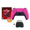 PlayStation 5 DualSense Controller Nova Pink with Spider-Man 2 and Mytrix Hard Shell Controller Protective Case - 3 in 1 Bundle for PS5