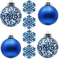 thumbnail image 3 of SLEETLY Big Blue Ornaments for Farmhouse Christmas Tree Holiday Xmas Decorations for Christmas - Large Shatterproof Plastic 4.72 inch Glitter Snow Balls and Snowflakes, Ornament Set of 8, 3 of 9