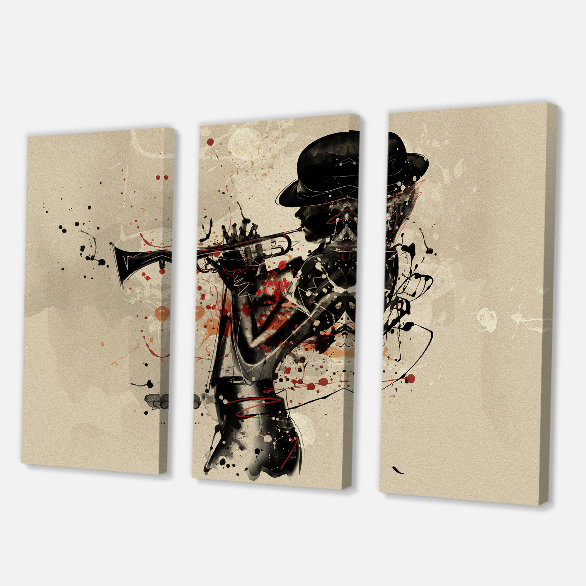 Designart ' Girl Playing Jazz Trumpet ' Modern Canvas Wall Art Print