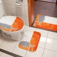 thumbnail image 4 of Burnt Orange Grey Bath Mat 3 Piece Bathroom Rug Set, Abstract Modern Geometric Oil Painted Non Slip Bath Rug Contour Mat and Toilet Lid Cover, Absorbent Shower Mats Soft Bath Rugs and Mats Sets, 4 of 8