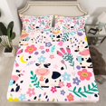 thumbnail image 2 of Erosebridal Cartoon Bed Sheets Set King Sheet Set Rustic Farm Style Milk Cow Flower Sheets Pink Cute Western Animal Flat Fitted Sheet 4pcs Lightweight, 2 of 6