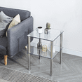 thumbnail image 5 of Yardi Yard Set of 2 Modern Living Room End Table 2 Tier Glass Side Table with Metal Legs, Clear, 5 of 5
