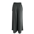 thumbnail image 6 of FUNUONY Womens Wide Leg Pants Casual Palazzo Flowy Pleated Trouser Woman Elastic High Waisted Loose Fit Lounge Pant Comfy 2025 Elastic with Flared Elegant Commuting Casual Pants Dark Grey M, 6 of 9
