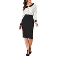 thumbnail image 2 of INSPIRE CHIC Women's Heart Print Contrast Collar Button Front Long Sleeve Shirt M White, 2 of 7