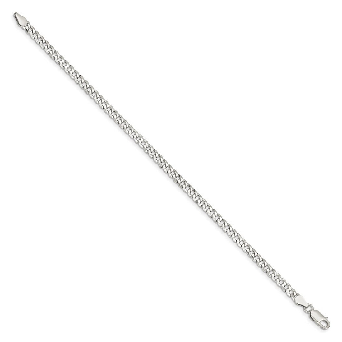 925 Sterling Silver Solid Polished 4mm Curb Chain Bracelet 8 Inch Lobster Claw Link Bracelet for Women and Men