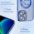 thumbnail image 4 of iPhone 14 Pro Max case, Compatible with MagSafe Luxury Glitter Bling Plating Love with Cute Heart Phone Case Full Camera Lens Protection Magnetic Case for Women Girls Back Cover(Blue), 4 of 11