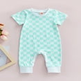 thumbnail image 2 of Babys Casual Shortsuit Mode Damier Imprimé Cou Long Romper, 2 of 7