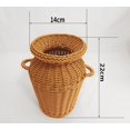 thumbnail image 2 of Jarrón de mimbre, cesta de flores de ratán, arreglo de flores antiguo largo para decoración del hogar de boda (marrón claro) Zhivalor ZJWJ479, 2 of 4