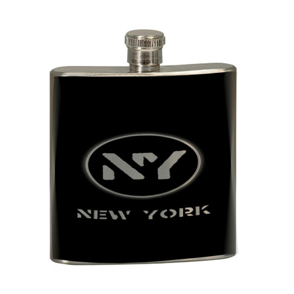 KuzmarK 6 oz. Stainless Steel Pocket Hip Liquor Flask - New York