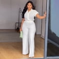 thumbnail image 2 of AURA Plus Size Women Two Piece Outfit Summer Casual Solid Top High Waist Pants Set, 2 of 7
