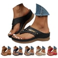 thumbnail image 7 of RotHome Thong Sandals for Women Casual Arch Support Slip On Buckle Strap Slippers Womens Flip Flops Summer Beach Sandals Waterproof Leather Shoes, 7 of 7