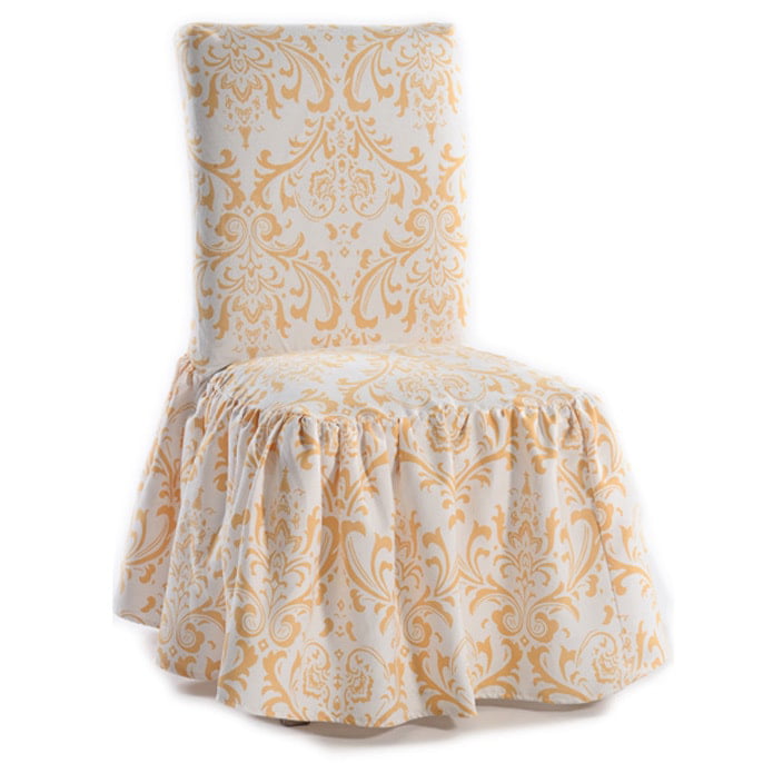 Ruffled Dining Chair Slipcovers, Damask Dining Chair Seat Covers
