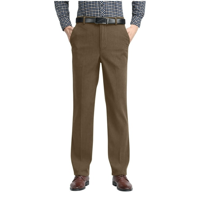 GreatBaby Men's Warmkeeping Corduroy Pants Solid Color Versatile for Spring Fall Straight Cut with Pocket Fashionable Texture for Warmth(Green#3,3XL)