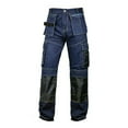 thumbnail image 6 of Men's Denim Cordura Fit Work Dungaree Pants Carpenter Workwear Mens Utility Jean Dark Blue 30-30, 6 of 7