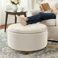 thumbnail image 6 of Classic 28-Inch Wide Button Tufted Round Storage Ottoman with Lift-Off Lid, 6 of 10