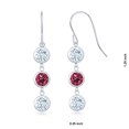 thumbnail image 2 of Gem Stone King 925 Sterling Silver Sky Blue Aquamarine and Pink Tourmaline 3 Stone French Wire Dangle Earrings for Women (3.04 Cttw, Gemstone March Birthstone, Round 5MM), 2 of 2