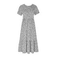 thumbnail image 3 of BRGZLK Women's Summer Floral Dresses Daily Fashion Print Round Neck Short Sleeve Casual Boho Maxi Beach Flowy Dresses Gray XXL, 3 of 4