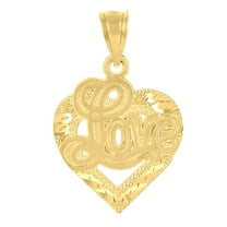 14k Yellow Gold Womens I Love You Heart Ht:23.5mm Pendant Charm for Women