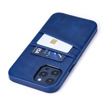 Dockem iPhone 12 Pro Max Exec M2 Wallet Case; Built-in Metal Plate, 2 Card Slots, Navy Blue