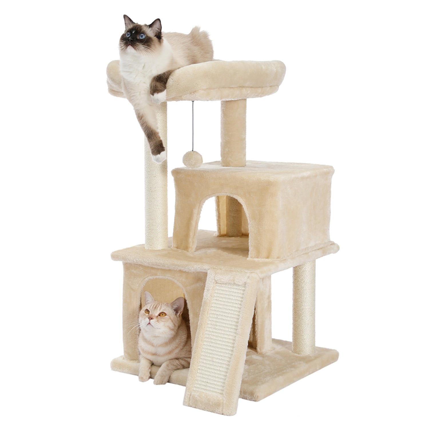 Pefilos 33" Cat Tree Tower for Indoor Cats, Cat Condo with Sisal Scratching Posts, Scratching Board, Plush Perch, Kitty Kitten Play House, Beige Pefilos 33" Cat Tree Tower for Indoor Cats, Cat Condo with Sisal Scratching Posts, Scratching Board, Plush Perch, Kitty Kitten Play House, Beige
