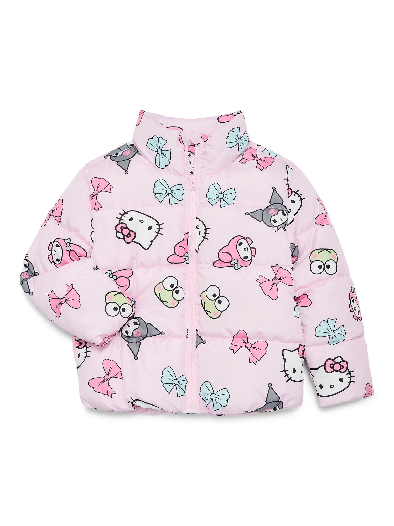 Hello Kitty and Friends Girls Print Zip Puffer Jacket, Lightweight, Sizes 4-18