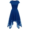 thumbnail image 2 of IROINNID Asymmetrical Dress For Women Regular 1/4 Sleeve Grenadine Hollow Out Evening Dress Party Dress Round Neckline Cap Solid Color Dress, 2 of 6