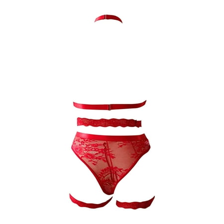 

Vedolay Lingerie Sets Lingerie for Women Solid Color 2 Pieces Mesh Seamless V Neck See Htrough Intimates Nightgown Dress Red L