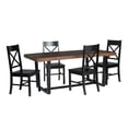 thumbnail image 1 of 5-Piece Wood Farmhouse Dining Set - Mahogany and Black, 1 of 4