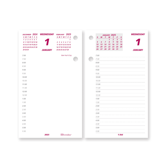 2025 Brownline Daily Desk Calendar Refill, 6" x 3-1/2", Burgundy/White, January To December, C2R