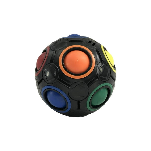 Juguete de rompecabezas con forma de cubo de Rubik, bola arcoíris, colores a juego
