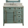 thumbnail image 3 of Benton Collection 36" Distressed Blue Farmhouse Bathroom Vanity with White Marble Top, 3 of 6
