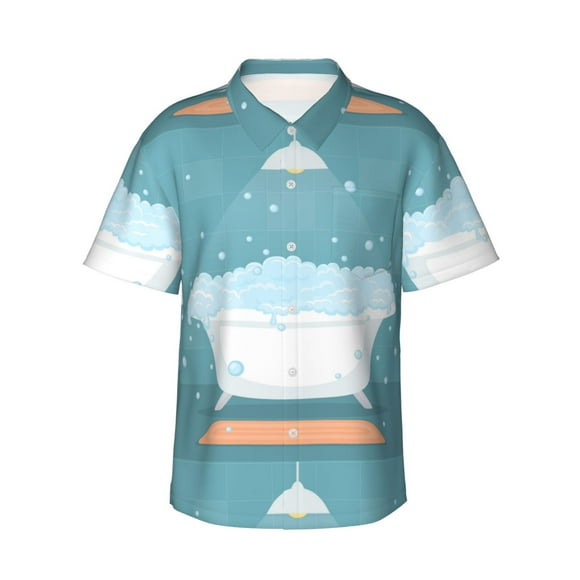 Balery Bathtub with Soap Bubbles Camisas hawaianas de manga corta para hombre, camisas playeras de corte holgado, camisas de vacaciones con botones,Small