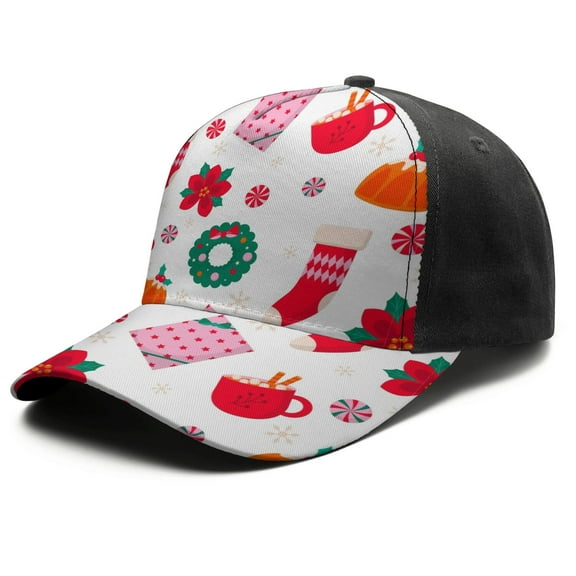 Christmas Baseball Cap – Stylish Spliced Design Adjustable Trucker Hat with Full Print Front & Brim, Breathable Cotton Blend Snapback for Sports, Travel & Daily Wear
