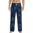 thumbnail image 2 of Picia Snowflake Dark Blue Mens Soft Woven Cotton Elastic Waistband Sleep Pajama Pant Lounge Sleep Pant With Pockets And Drawstring-X-Large, 2 of 9
