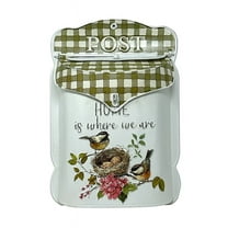 Mailbox Wall Mounted Vintage Decorative Hanging Metal Decor Post Indoor Outdoor Country Farmhouse Style Olive Green White W Embossed Nesting Birds 15.5" x11"