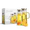 thumbnail image 3 of Glass Water Pitcher with Stainless Steel Lid, 2 Pack, 50 oz 1.5L - Borosilicate Glass Jug, Heat Resistant Carafe with Filter, Golden Vintage Design, 3 of 6