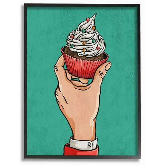 Stupell Industries Cupcake Vintage Comic Book Green Red Design Framed Wall Art by Ester Kay