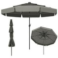 thumbnail image 2 of Costway 10 FT Solar Patio Umbrella with 32 LED Lights 3-Tier Vented Top & Ruffles Gray, 2 of 10