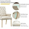 thumbnail image 5 of Foredo Elegant Linen Fabric Upholstered Armchair with Solid Wood Legs, Tufted Side Chair for Bedroom Dining Room, Beige, 5 of 8