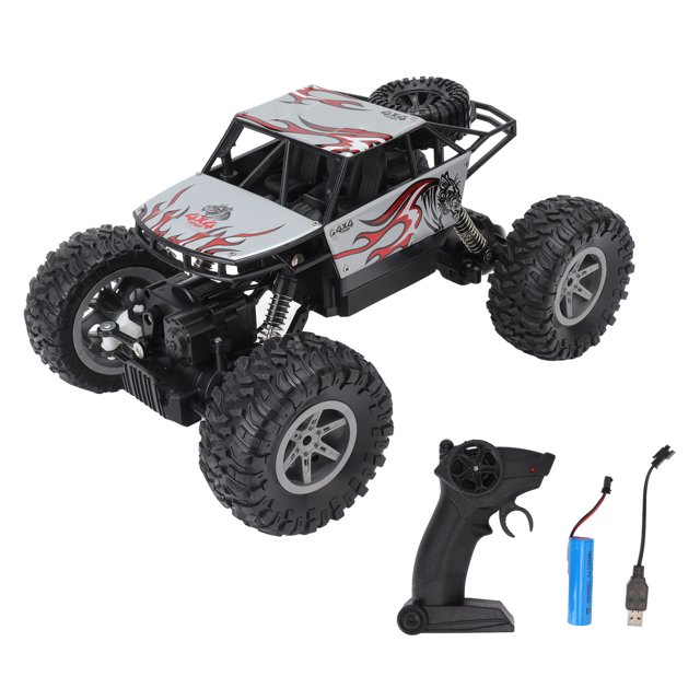 Coche teledirigido 1/14 con carcasa metálica simulada de 2,4 GHz y agarre fuerte, tracción en las 4 ruedas, para niños, fiestas y festivales, color plateado.