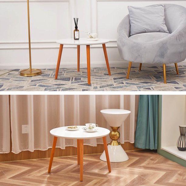 Bedside Table Streamlined Sofa Table Mdf Wood End Table Small Side Table With 4 Legs Telephone Table Coffee Tea Snack Table Small Slim Furniture For Living Room Bedroom Office White Y0260