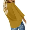 thumbnail image 4 of luvamia Women's Summer 3/4 Tiered Bell Sleeve Summer Tops V Neck Blouses Size M Chai Tea Yellow, 4 of 4