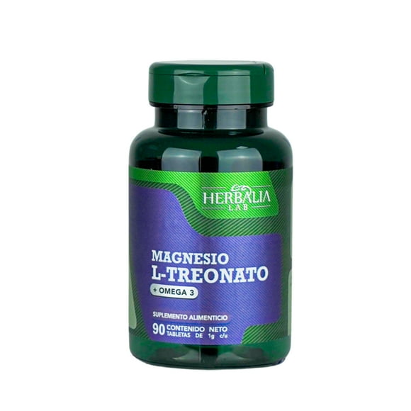 Herbalia Lab L-Treonato + Omega 3, Boost Nootrópico y apoyo Cardiovascular - 90 Cápsulas de 1000mg