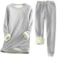 thumbnail image 1 of Femmes Automne et Hiver Grands Chandails Femmes Confortable Décontracté Couleur Unie Col Rond Manches Longues Plus Molleton Chandail de Base Mi-Long Taille Élastique Pantalon Épaissi Coupe Ajustée Ensemble Chaud, 1 of 2