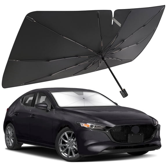 Windshield Sun Shade Umbrella for Mazda 3 2014-2025, Foldable Car Umbrella Sunshade with UV Block Front Window Cover (Heat & Sun Protection)