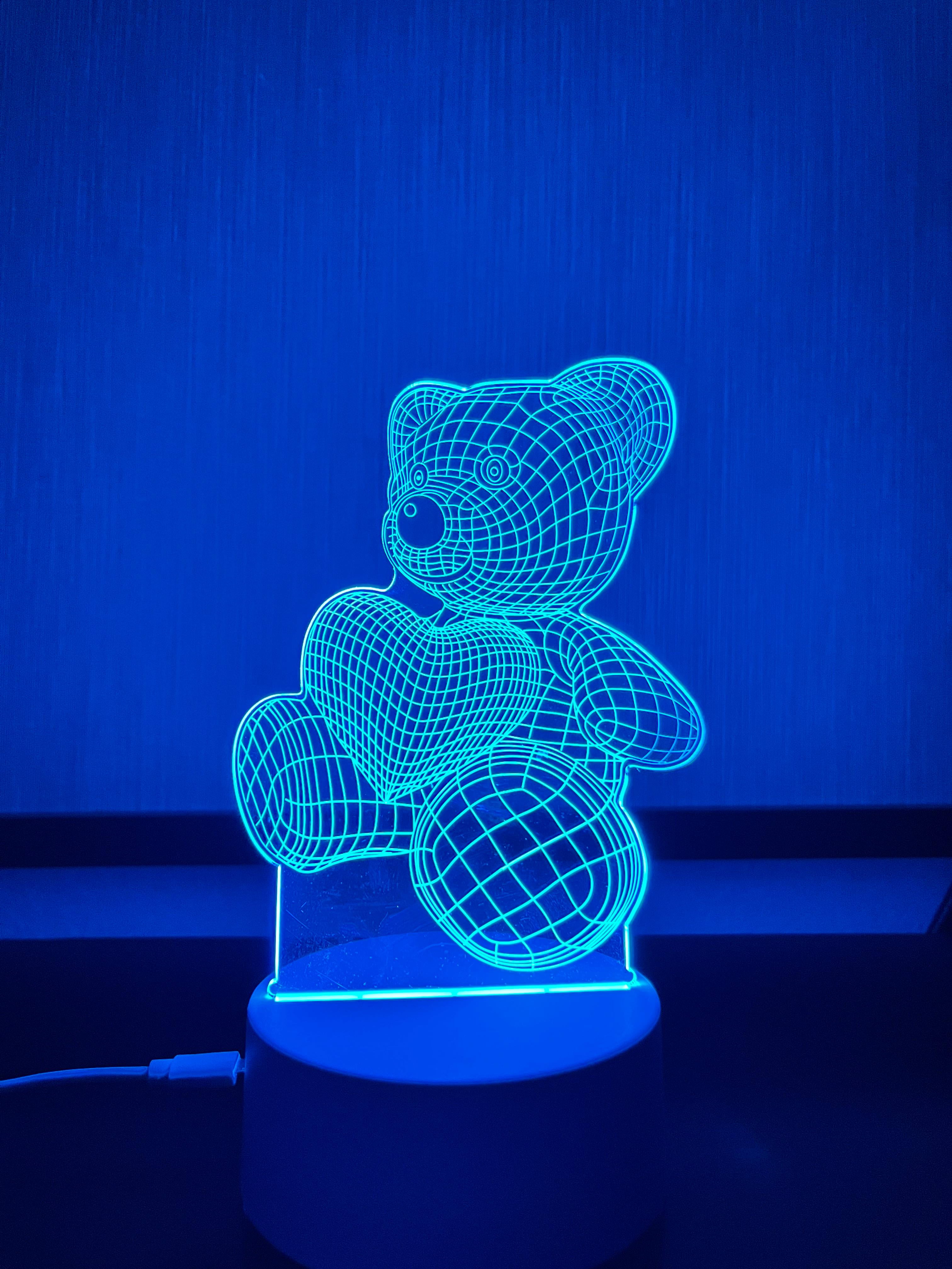 3D LED Teddy Bear Night Light Lamp